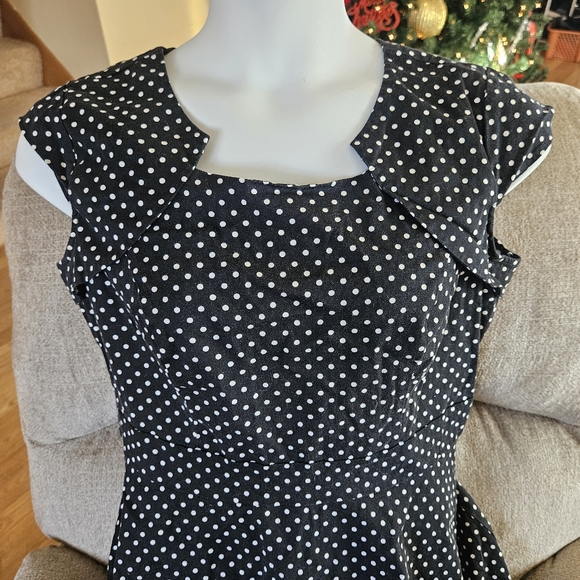 Homraine 2X Black Polka Dot Retro Pin-Up Rockabilly 50's Dress Stretch AL-2104 - Picture 5 of 12